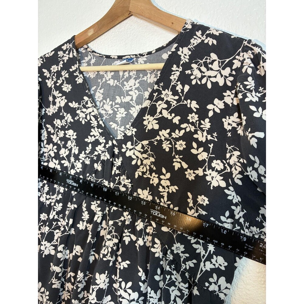 Babydoll Dress Old Navy Womens Large Black Floral V Neck Swing Trapeze - Picture 5 of 10